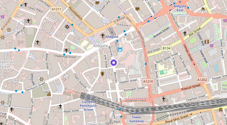 150 Minories – térkép